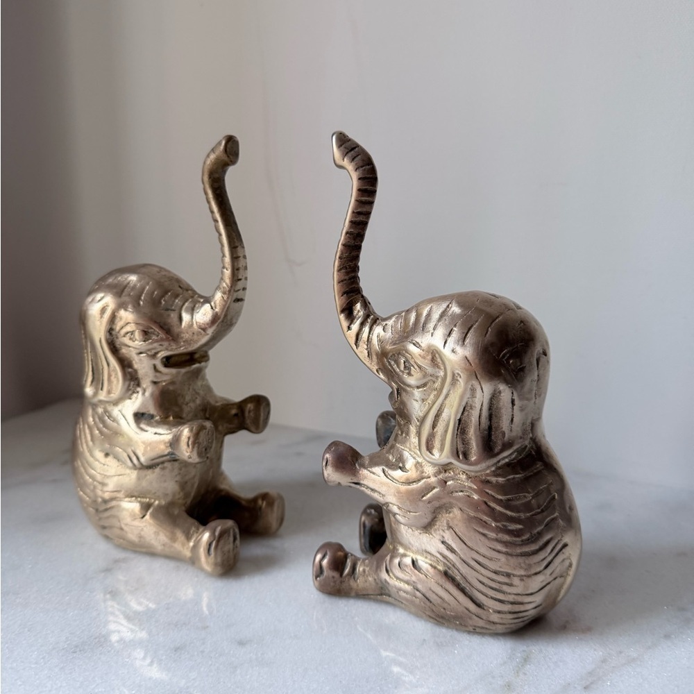Gold Elephant Bookends brass - Picture 3 of 10